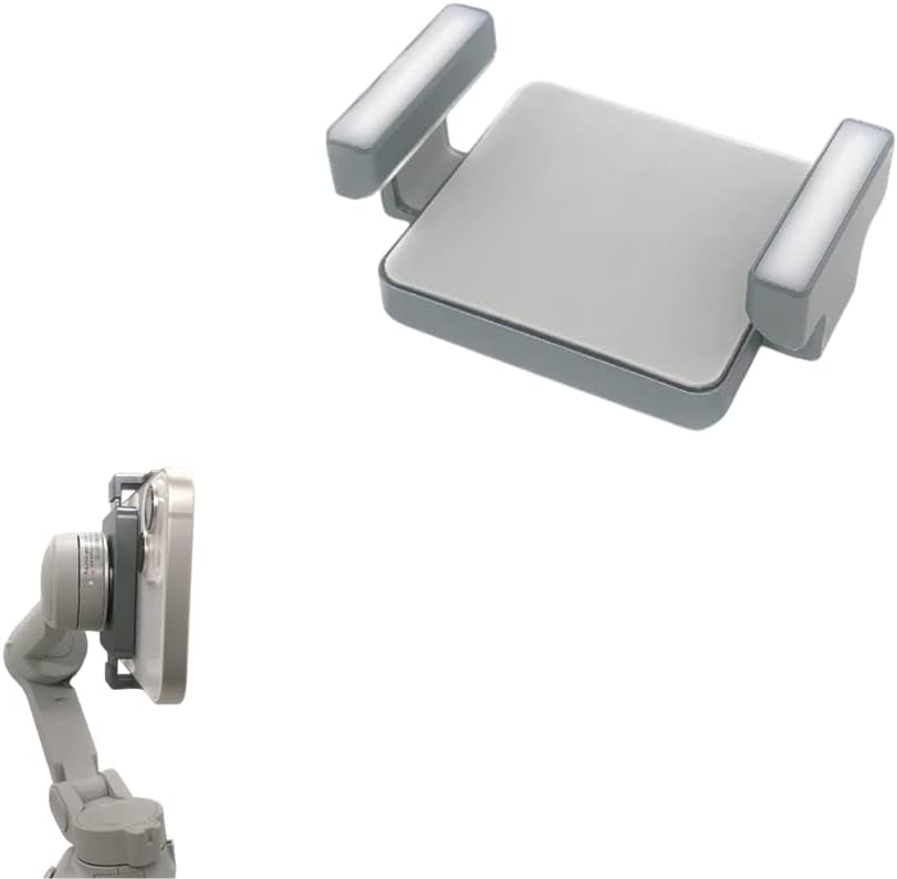 XmipbsMagnetic Fill Light Phone Clamp for DJI OM6/5/4/SE, Gimbal Smartphone LED Fill Light Clip with Adjustable Brightness