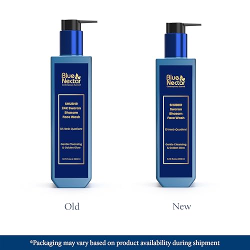 Image of Blue Nectar Gold Swaran Bhasam Face Wash for Glowing Skin | Ayurvedic Gentle Cleanser for Oily & Dry Skin | Daily Face Wash for Women & Men (10 Herbs, 200 ml)