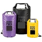 NESTRO HOME Waterproof Dry Bag Set of 3 – Roll Top Waterproof Bags 2L 5L 10L – 500D PVC Floating Dry Bags for Kayaking, Camping, Beach and Travel – Lightweight Compression Design