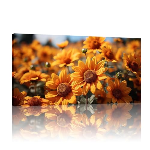 Décoration murale de fleurs jaunes JGGXHM tableau sur toile avec cadre