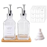 TAITONGGO Kaffee Sirup Spender Glas Set,500ml/16,9 oz sirupspender,kaffeesirup pumpspender Glas für Küche Kaffee Bar,2er sirup flaschen zum befüllen,50 Etiketten, Trichter, Schalen