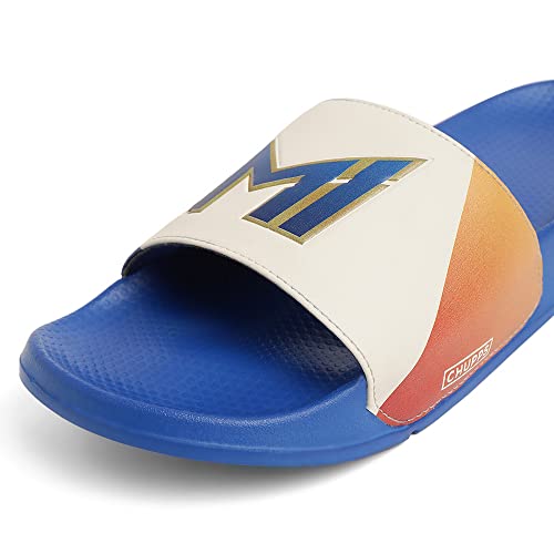 Image of CHUPPS X Mi Official Sliders Royal Blue & Orange Drift Orthopedic Slippers | Soft Footpharma Footbed | Breathable Ventilation Holes | Lightweight Flip Flops | Anti-Skid Chappals for Everyday For Mens