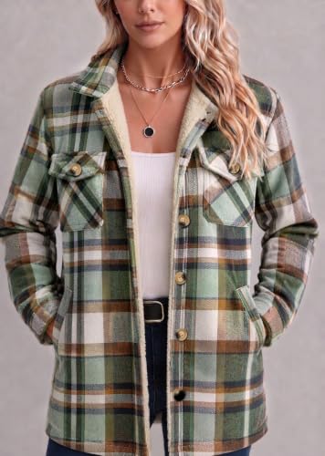 Zeagoo Womens Sherpa Fleece Jacket Casual Button Down Flannel Coats - image 2