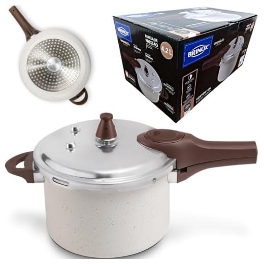 Panela de Pressão 4,2L Ceramic Life com Fundo de Indução Pressure Brinox - Vanilla