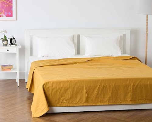 Image of KITES CREATIONS 100% Pure Cotton 3 Layer Dohar, Single Bed Blanket Comforter, (60''X90'' / 152X230 CM), Uni Plain, Skin Friendly Dohar, Color - Mimosa