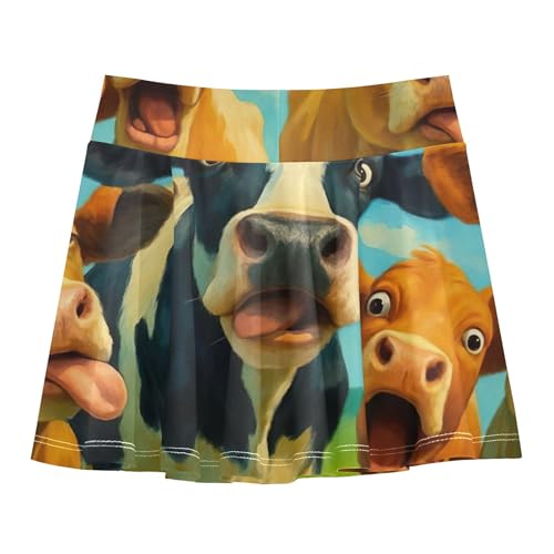 Joisal Athletic Shorts Girls Skorts Funny Cows Skirts with Shorts Navy Little Girl 3t2