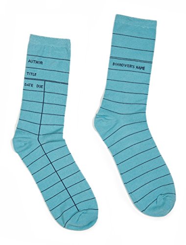 Out of Print Unisex Library Card Socks Large Blue