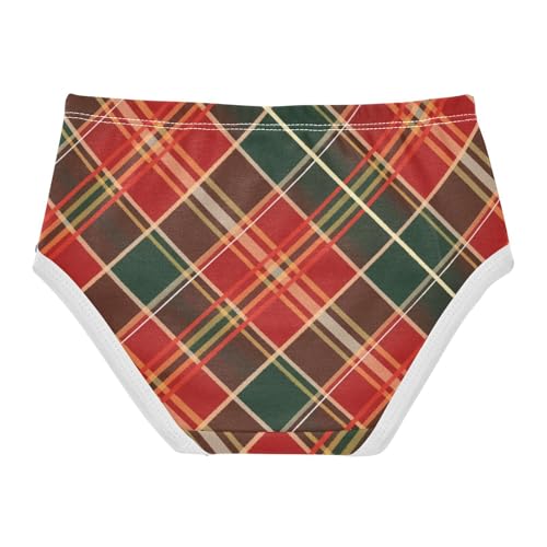 Red Green Plaid 1-piecing Hip Design Girls' Panties Comfort Underwear for Toddlers in Sizes 2T,3T, 4T, 5T, 6Y and 8Y2