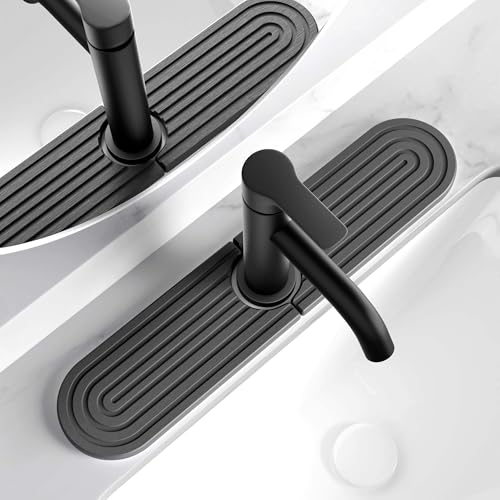 Image of Dreatim Kitchen Faucet Absorbent Mat - Diatomite Stone Sink Tray, Quick Drying, Modern Design - Durable Faucet Drip Mat for Kitchen Sink and Bathroom Counter [17.7 inch x 3.9 inch, Dark Grey]
