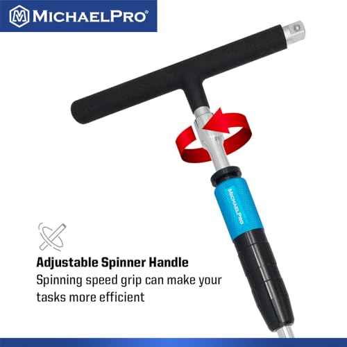 Image of MichaelPro 3-Piece 3 /8 inch Drive 2 Way Speed Adjustable T Handle Wrench Set in 12-inch, 18-inch and 24-inch, Patented Design with Spinner Handle, 3 Level Grip Positions, T Bar Socket Wrench Set, MP009101