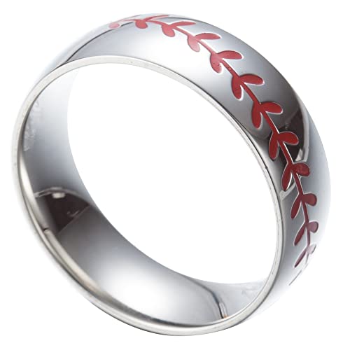 Jude Jewelers 8MM Stainless Steel Sports Baseball Ring Domed Style Simple Plain Wedding Band3