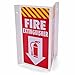 3D Fire Extinguisher Sign, 3 Pack - Plastic Pre-Drilled Safety Wall Panel for Indoor & Outdoor Use - Projection Angle Warning Legend for Restaurant, Business, Home Security & Prevention, 10