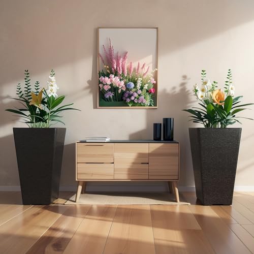 Kante 28 Inch Tall Planter Set of 2, Large Taper Planter for Outdoor Indoor Garden Patio Front Door (Black) by Kante - Image 6
