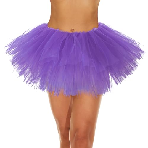 Zando Purple Tutu Women Tutu for Women Adults Teens 5 Layers Halloween Costume Cosplay Running Party Elastic Fluffy Tulle Dance Ballet Skirt Girls