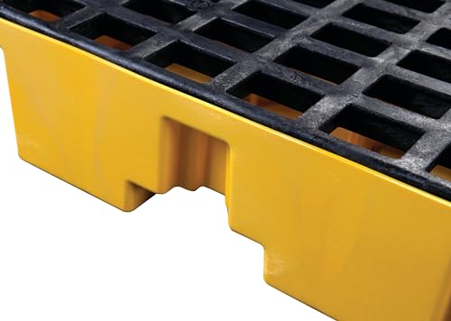 Image of Eagle 4 Drum Spill Containment Pallet with Forklift Pockets, 51.5 inchx51.5 inchx8 inch, 66 Gallon Sump, 8,000 lbs. Load Capacity Secondary Containment Pallet, Made in USA, Yellow, 1645ND