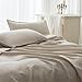 EVERLY Linen Sheets Set King Size,100% French Stonewash Pure Linen Bed Sheets,4Pieces (1Flat Sheet,1Fitted Sheet,2Pillowcase) Suitable for Hot Sleepers,Not Dyed Deep Pocket Natural Bedding Set