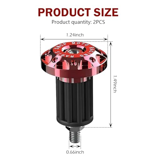 Diamall 2 PCS Motorcycle Bar End Plug, Aluminum Alloy Handlebar Grip End Cap, Anti-Fall Modified Handlebar Plug Accessories, for Motorcycles and Electric Vehicles with Handlebar ID 16-18mm (Red)