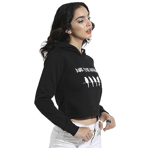 Image of PINACOLADA Women's Typographic Print Hoodie with Ribbed Hem for Casual Wear | Pull On Closure | Hooded Neck | Long Sleeve | Cotton Sweatshirt Crafted with Comfort Fit for Everyday Wear