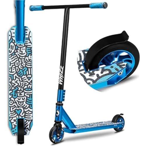 LIONELO Whizz patinetes para niños, Stunt Scooter, de Acrobacias, Freestyle, Ruedas de 110 mm, Ligero, Freno de Guardabarros Trasero, Cubierta de Aluminio, Manillar de Tubo en T Ancho