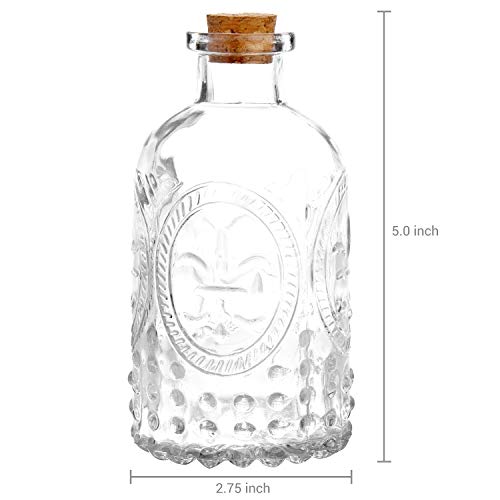 Mygift Vintage Embossed Clear Glass Diffuser Bottles With Cork Lids, Miniature Bud Vase, Set Of 4 #TOP3