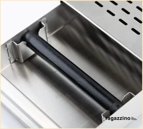 Foto von ragazzino Abklopfbehälter aus Edelstahl | Sudschublade für Espresso Siebträgermaschine | Abschlagkasten mit herausnehmbarer Abklopfstange | Knock Box 280x180x64mm