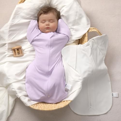 Image of MEXXI Baby Transitional Swaddle, 2 Pack Sleep Sack With Arms Up, 0.5 TOG