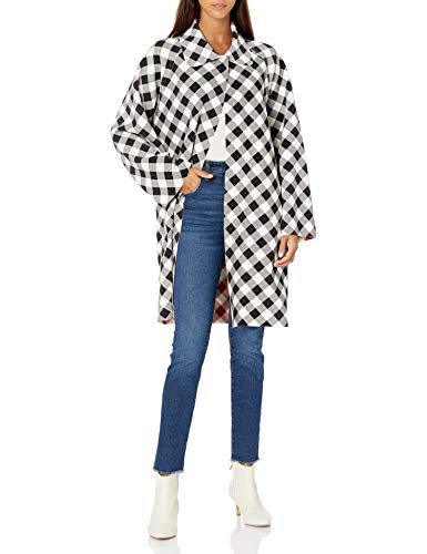 Norma Kamali Women's Trenchcoat, RED/BLK Buff Check, S/36