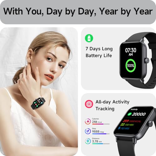 Smartwatch Herren Damen mit Telefonfunktion,1.8" Smart Watch Fitnessuhr mit Whatsapp und Alexa,Herzfrequenz Schlafmonitor… – Ansicht 4