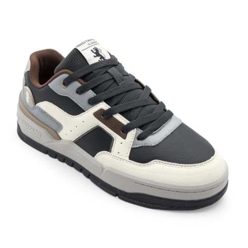 Image of Red Tape Men's Sneakers White Brown Pu Round Lace-Up All-Day Comfort