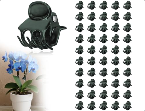 AOYEGIC Lot de 50 Pinces à Plantes en Plastique pour OrchidéEs, IdéAles pour Les Jardins, Balcons Et Rebords De FenêTre, pour Fixer Et Soutenir Les Plantes (Vert Foncé)