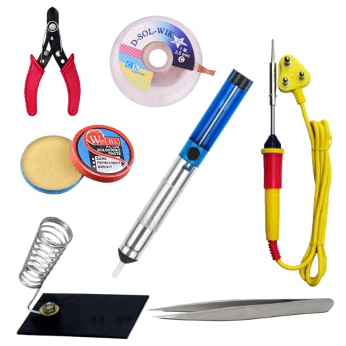 Image of Professional 25 Watt Soldering Iron Kit Set - 7-in-1 Combo for Beginners and Intermediate Users - Pack of 7