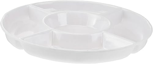 Milisten Plato de frutas secas Plato de fruta de melamina Bandeja de recipiente para servir Bandeja de cerámica de 2 compartimentos de cerámica para