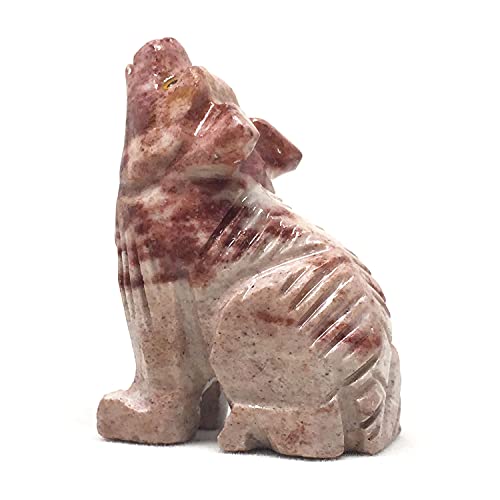 Nelson Creations, Llc Wolf Sitting Natural Soapstone Hand-Carved Animal Charm Totem Stone Carving Figurine, 1.5 Inch #TOP5