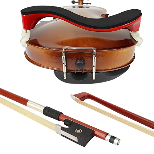 Lms Mapple Violin Shoulder Rest For 3/4 4/4Full Size, Brazilwood 4/4 Violin Bows With Height Adjustable Feet Comfortable Foam Pad For Kids Adults #TOP25