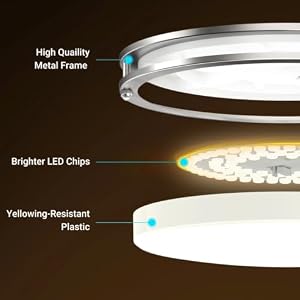 libtit 13-Inch Flush Mount Ceiling Lights, Dimmable 3000K-6500K Adjustable LED Ceiling Light, 24W Round Slim Light Fixture, Brushed Nickel for Kitchen, Bedroom, Bathroom, Hallway-ETL Listed — photo 3 of 6
