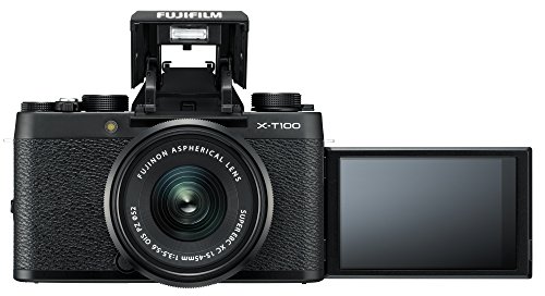 Image of Fujifilm X Series X-T100 24.2MP Mirrorless Camera (Black) with XC15-45mm Lens Kit + SanDisk 128GB Extreme Pro SDXC UHS-I Card - C10, U3, V30, 4K UHD, SD Card