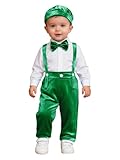 Lorilida Baby Boys Christmas Gentleman Soft Costume Velvet Suspender Pants with Bowtie and Hat Green 6-12 Months