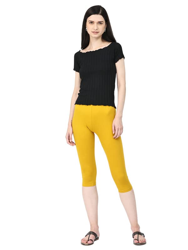 Image of Robinbosky Premium Stretchable Cotton Capri Legging for Women | Suitable for Formal wear & Casual wear | High-End Elastic Makes. The Leggings Squat Proof and Durable for Travel, Yoga, & Workout.