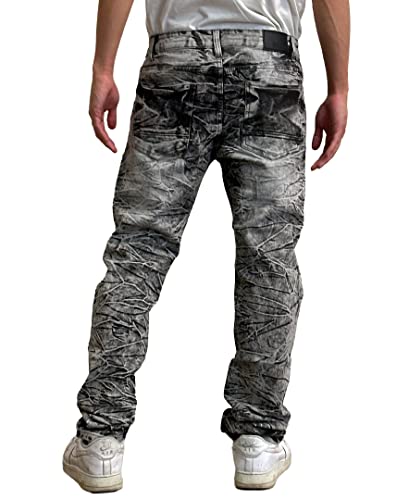 Southpole Men's Stretch Biker Denim Skinny Jeans, Marble Grey Black #TOP1