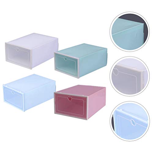 Cabilock 4 peças de sapato empilhável transparente caixa de plástico organizador de sapatos gaveta s