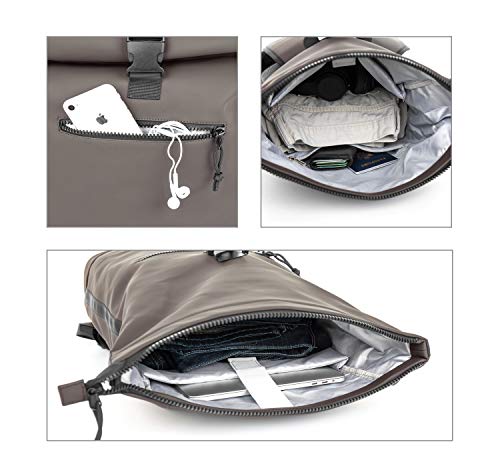 X Ray Expandable Roll Top Waterproof Trendy Backpack With Laptop Pocket, One Size, Grey #TOP5