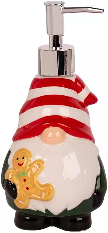 Hand Soap Dispenser Pump Christmas Decor for Kitchen or Bathroom - Holiday Set in Gift Box (Gnome - Baking Spirits Bright Soap)