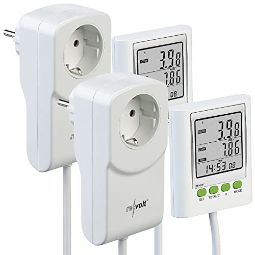 revolt Stromverbrauch Messgerät: 2er-Set Energiekosten-Messer & Stromverbrauchs-Zähler, 2 Tarife (kWh Messgerät, Digitaler Stromzähler-Steckdosen, Aquarium)