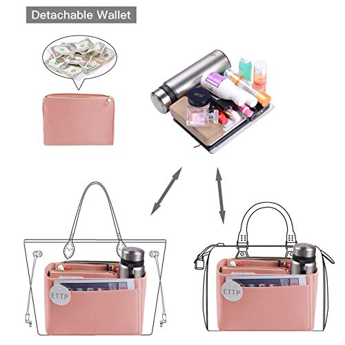 Ettp Purse Organizer, Felt Bag Organizer Insert For Speedy, Neverfull, Tote, Handbag, 8 Colors 5 Sizes (Medium, Brush Pink) #TOP3