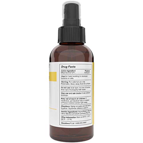 Hand Sanitizer By Olivia Care - Alcohol Based And Infused With Cleansing Lemon Essential Oils - 99.9 % Effective Germ-Killing, Portable, Moisturizing - Remove Impurities, Dirt - Disinfecting - 4 Fl Oz #TOP1