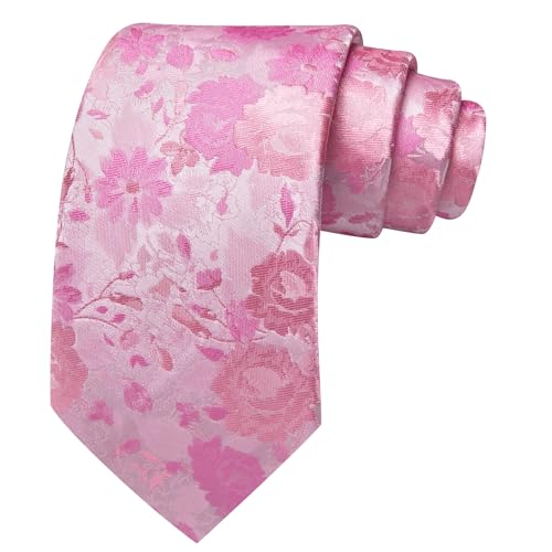 Image of Barry.Wang Flower Ties for Men Handkerchief Cufflinks Set Wedding Necktie Set Party