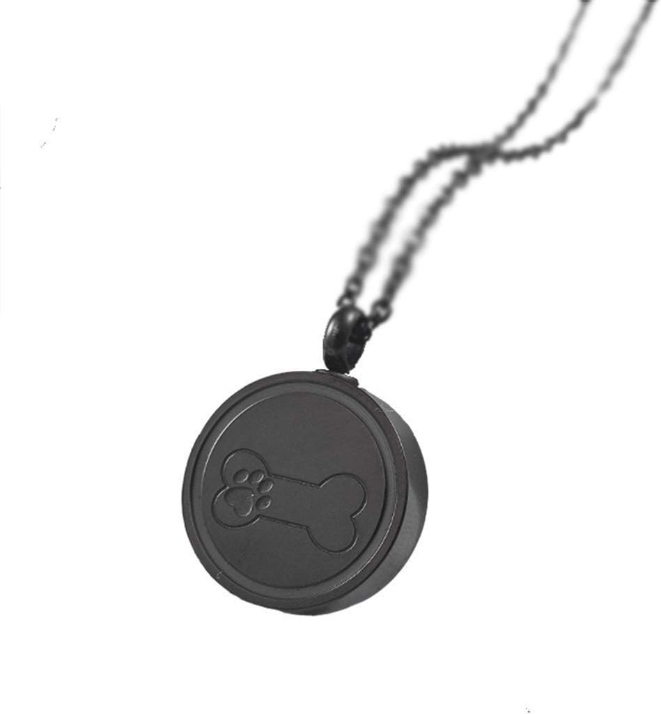 JKL Pet Casket Pendant Perfume Bottle Can Open Titanium Steel Men and Women Necklace to Commemorate Cats and Dogs Cremation Necklace Three Color (Color : Silver)