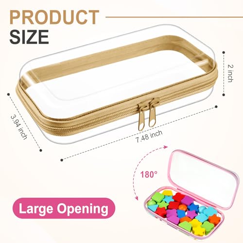 Image of Hoolerry 4 Pcs Hard Clear Zipper Case Makeup Bags Plastic Zipper Pouch Transparent Storage Box Containers for Cosmetics, Snacks, Building Blocks, Puzzles(Clear,7.5 x 3.9 x 2 in,Soft Colors)