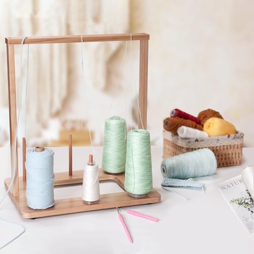 WILLOWDALE Wooden 6-Spool Yarn Holder for Crocheting, Wood Yarn Storage Organizer Knitting & Crochet Supplies, Crochet Yarn Holder, Thread Spool Holder Stand Rack, Crochet Gift for Knitting Lovers