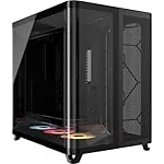 CORSAIR AIR 5400 RS-R ARGB Triple-Chamber Mid-Tower Panoramic PC Case – 3X Pre-Installed Reverse-Rotor RS120-R ARGB Fans, Low-Noise, High Airflow Ducts, Reverse Motherboard Support – Black